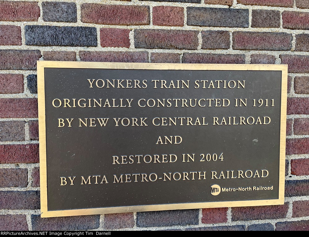 Yonkers station plackard